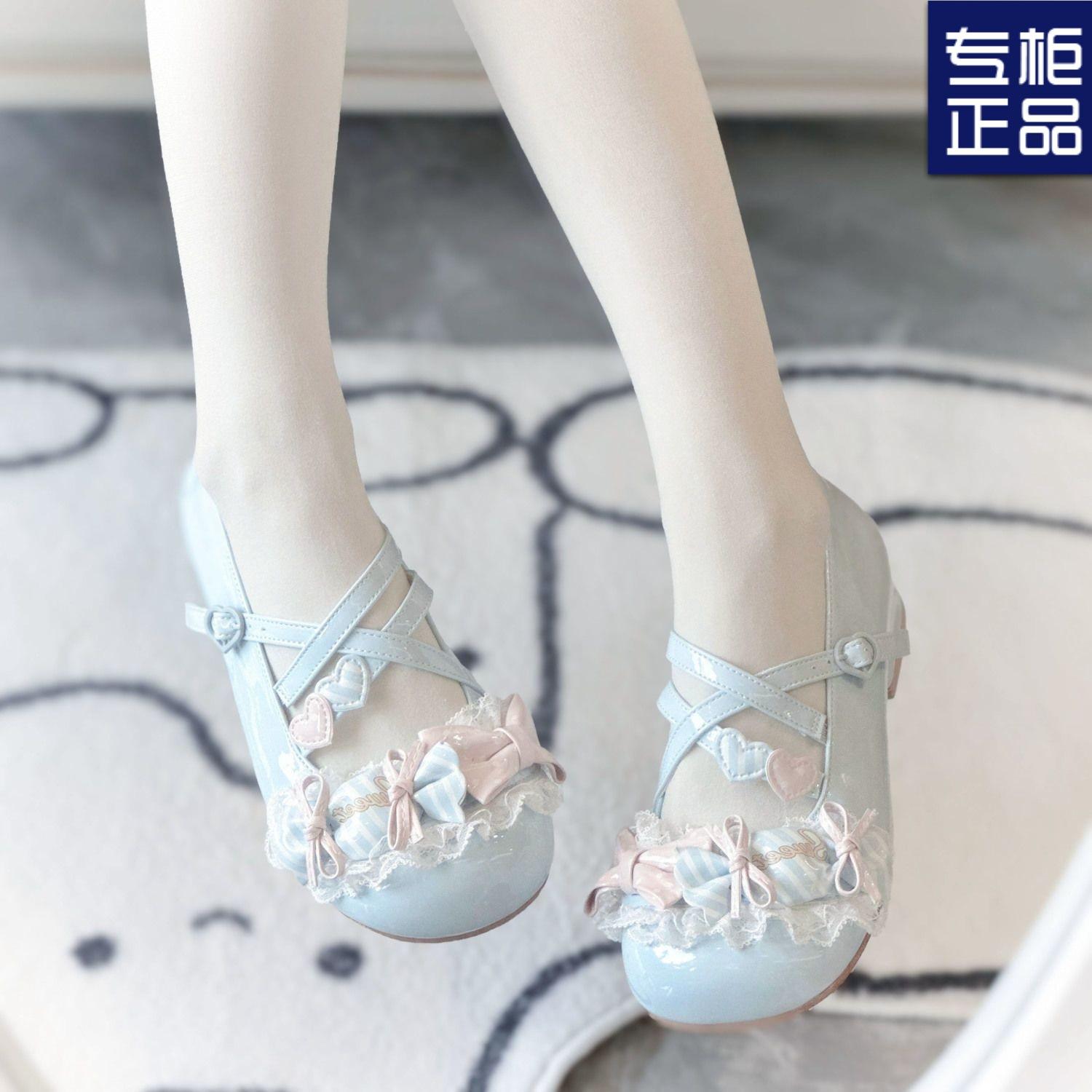 

2025 весна новые туфли Мэри Джейн с круглым носком маленькие кожаные туфли в стиле лолиты с бантом принцессы высокие туфли длинные одинарные туфли 35