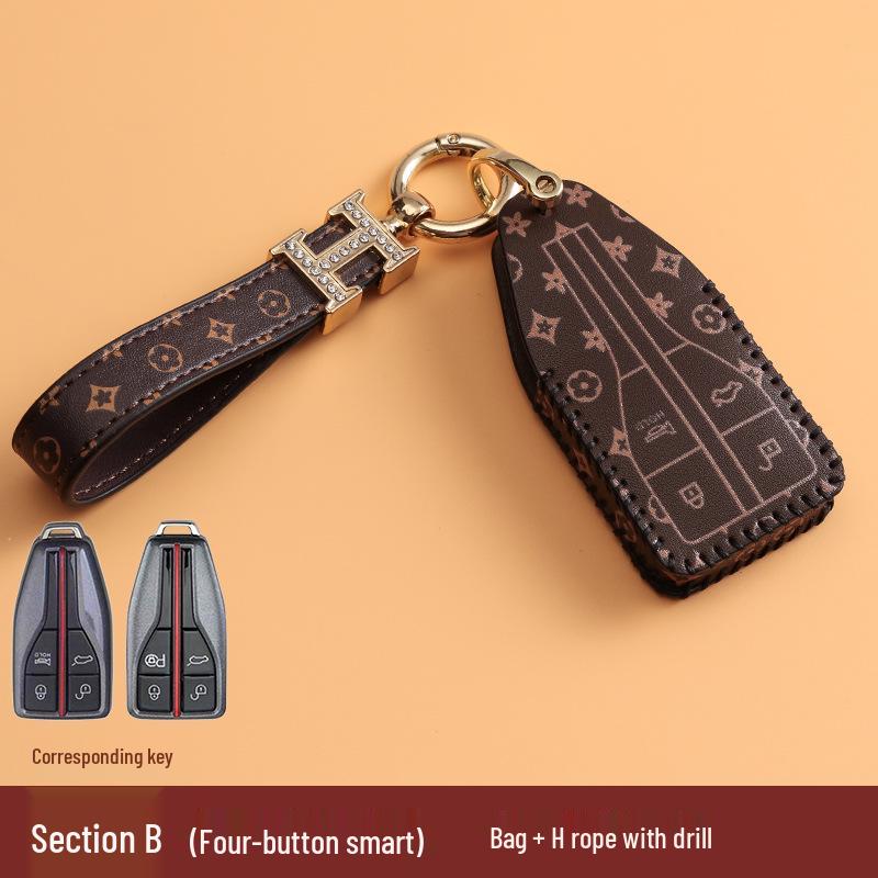 Key Case for 20 Hongqi Models: H5, H7, HS5, HS7 - Car Remote Control Cover with Female Buckle