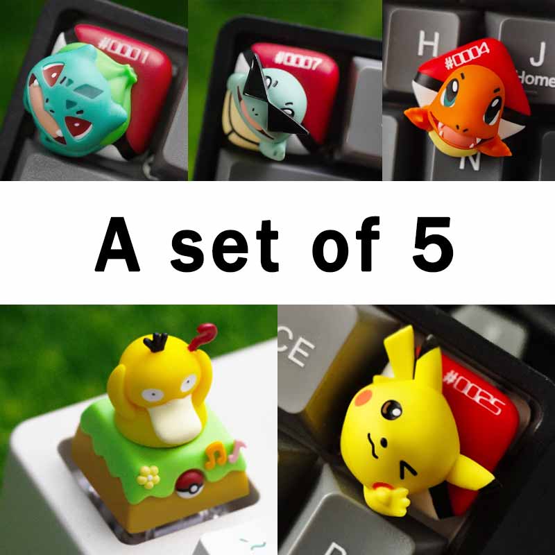 Pokemon Series Psyduck Pikachu Peripheral Mechanical Keyboard Cute  Keycap Esc Resin Material Creative Custom Gifts