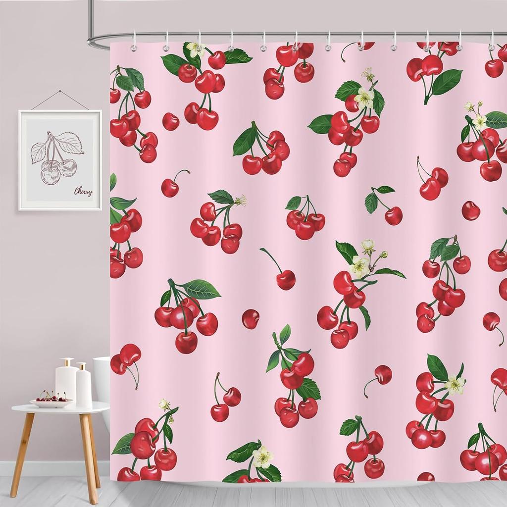 Zitronen Duschvorhang, Allover Frucht Grüne Blätter Badezimmer Vorhang Polyester Stoff Wasserdicht Bad Vorhang