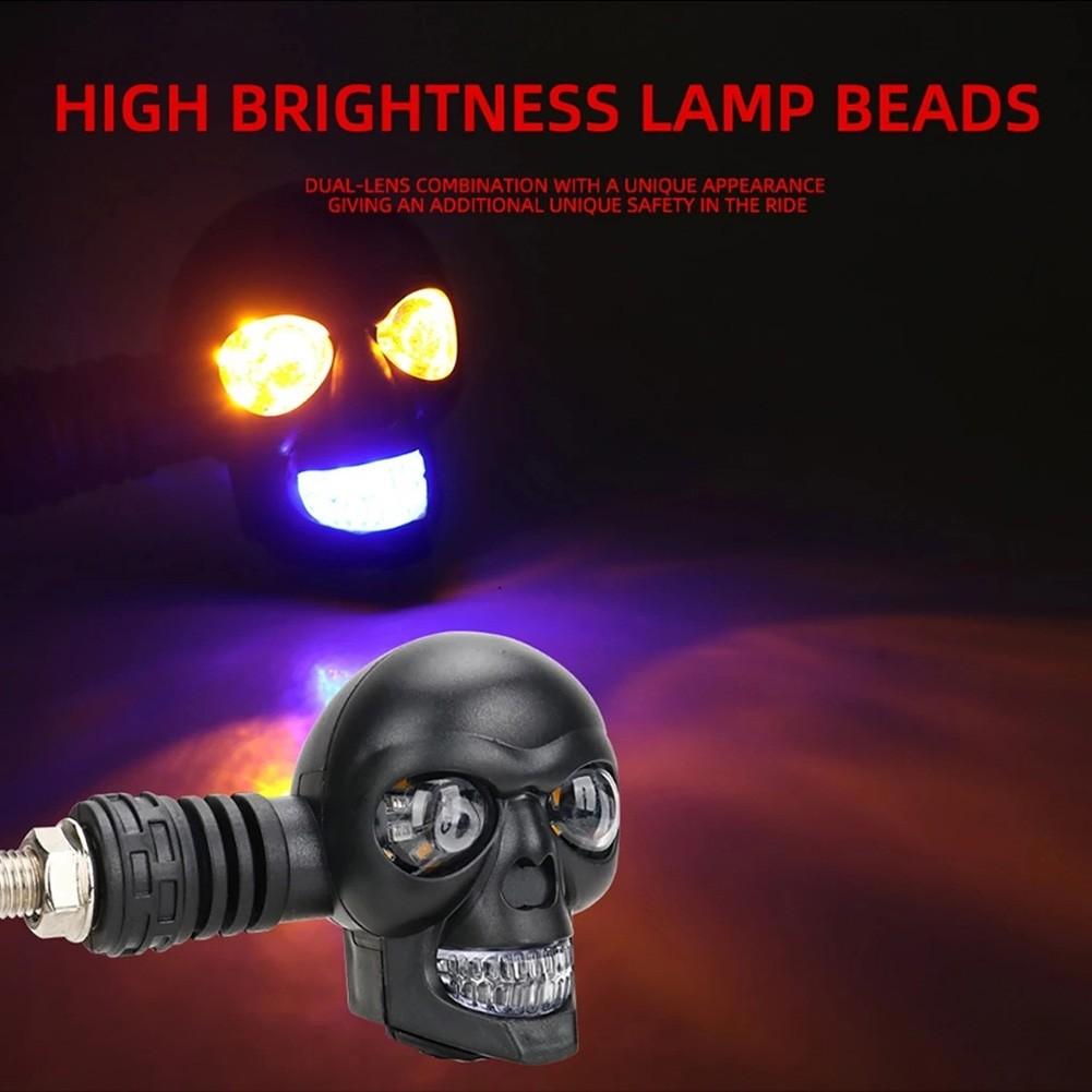 Innovative Skull Head Design Motorcycle Signals Complete Package of 2