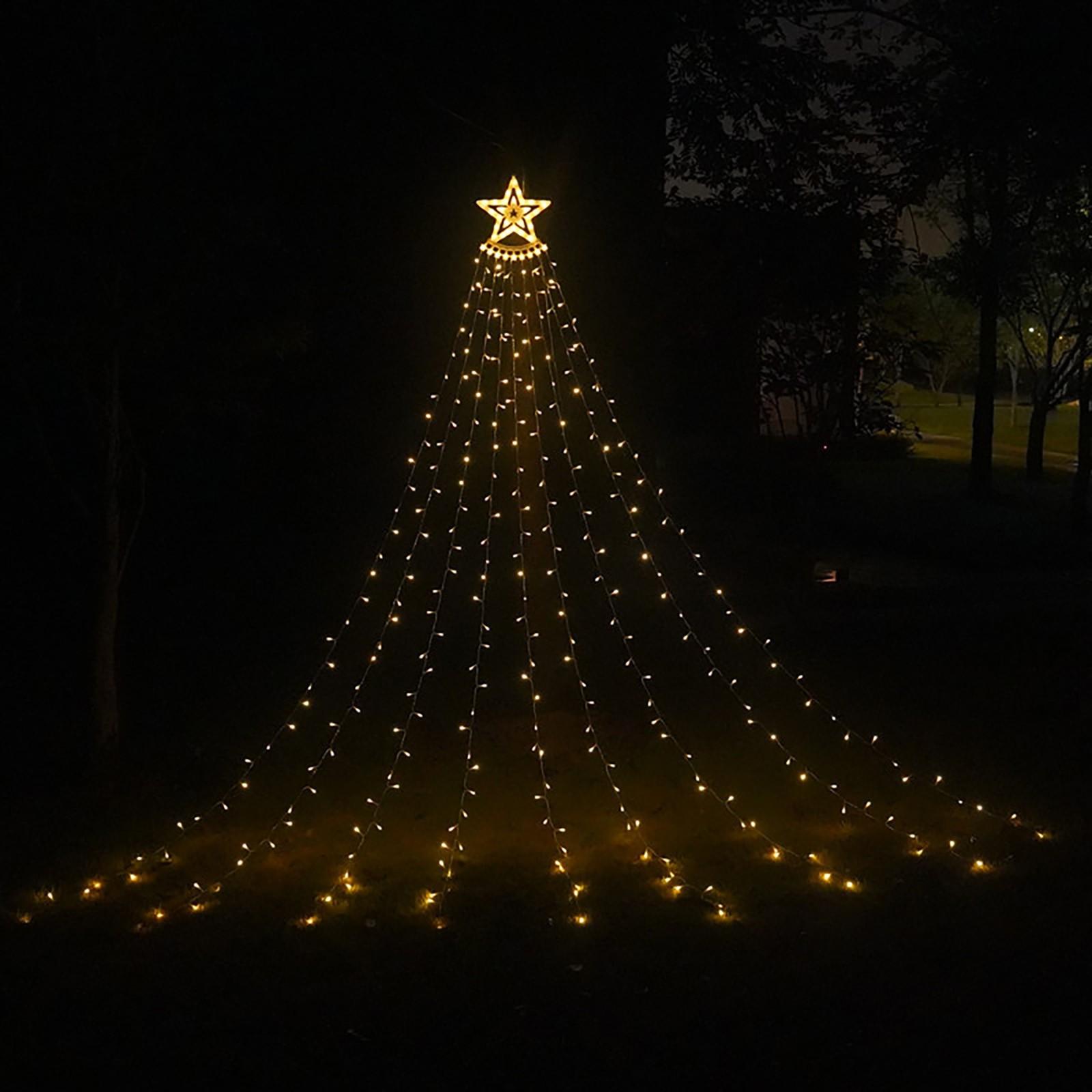 

Рождественские огни для улицы, 350 светодиодов, 11,5 футов, 9 нитей, рождественские украшения с 8 режимами освещения / функцией памяти, звездные гирлянды One Size