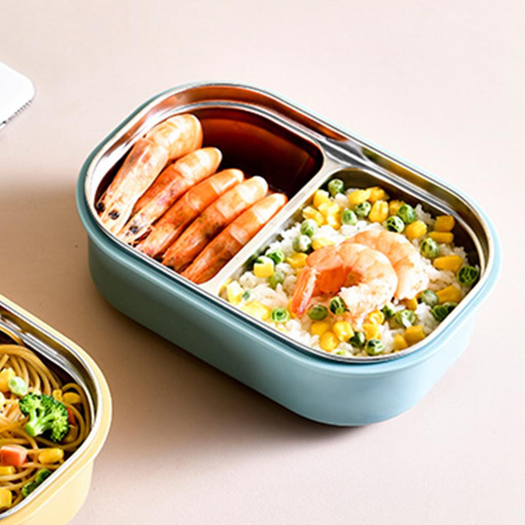 Lunch Box Stainless Steel Insulation Leakproof Cute Design Portable Bento Box for School Office Blue