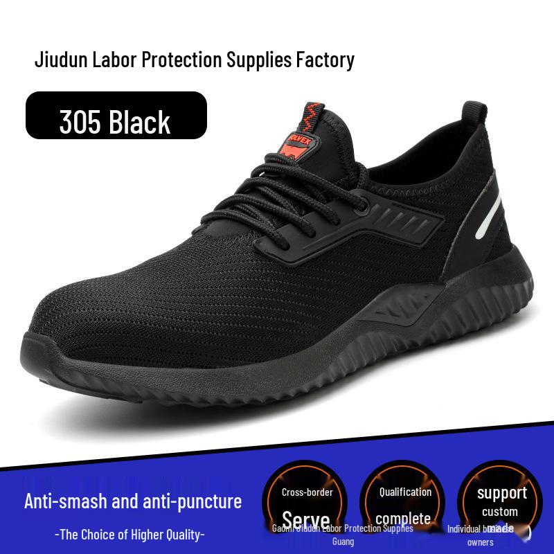 Men’s Lightweight Steel Toe Fly-Knit Shoes: Breathable, Anti-Smash, Anti-Puncture, Elastic Summer Protection