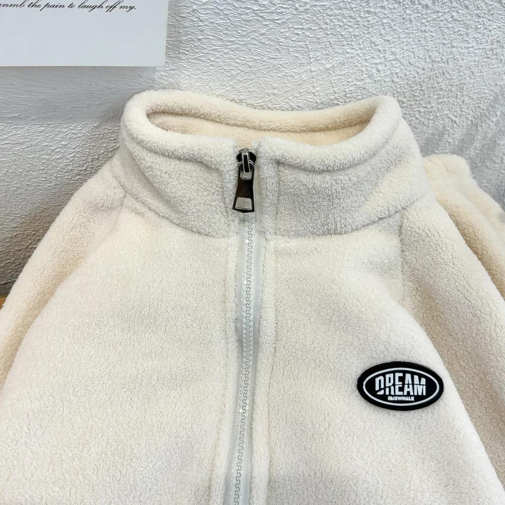 Herbst Winter Kinder Doppelseitig Plüsch Kinder Sets Kinderkleidung Kinderkleidung Mädchen Wolle Samt Pullover Hose 2tlg