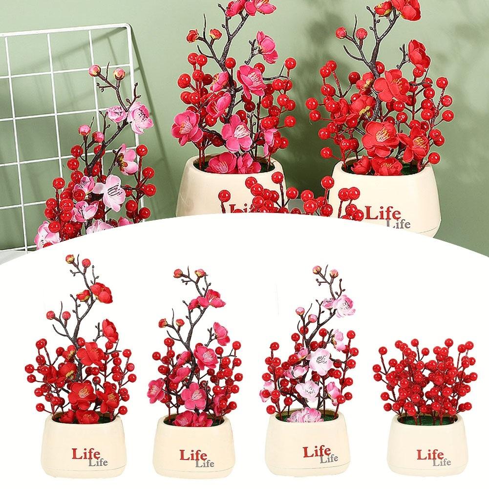 

Beautiful Plum Blossom Bonsai Potted Fruit Decoration