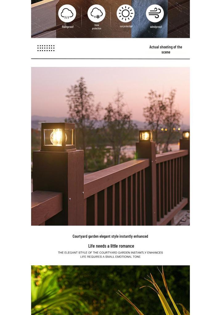 Waterproof Solar Post Cap Light for Outdoor Garden and Courtyard