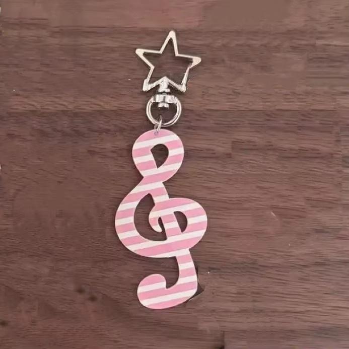 Fashion Vintage Keychain Organizer Retro Polka Dot Striped Music Note Star Bag Charm Cute Ins Keyring Holder Cute Funky Gift