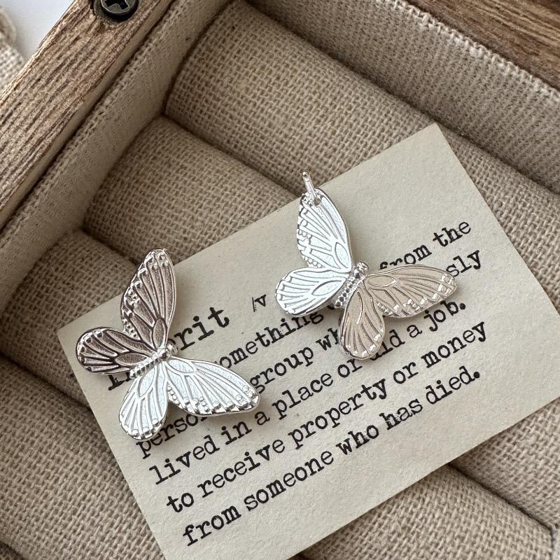 925 Sterling Silver Vintage Earrings For Women Trendy Simple Butterfly Earring Jewelry Prevent Allergy Party Accessories