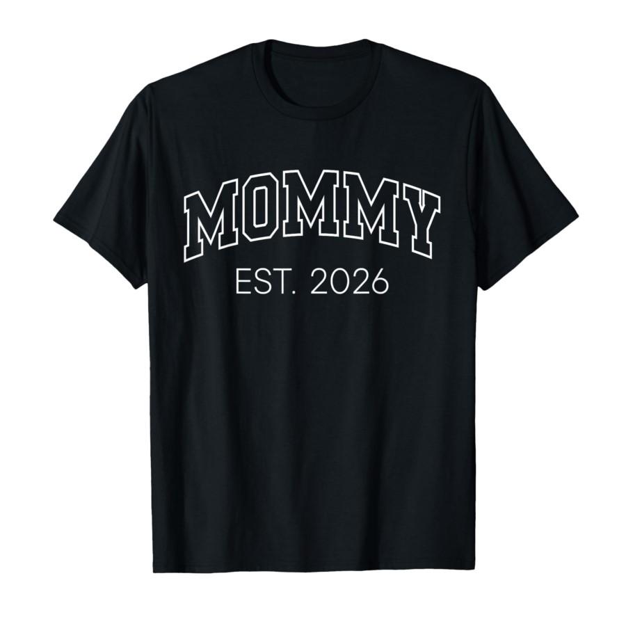 Promoted to Mommy Est 2026 Lettering First Time Mom to Be T-shirt For Men Women 100% Cotton T Shirts Short Sleeve Tops 0212-1... S разноцветный