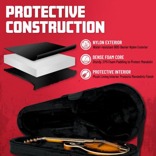 GATOR Lightweight Semi-Hard Case for Mandolin, GL Guitar Series, Made of EPS (GL-MANDOLIN)