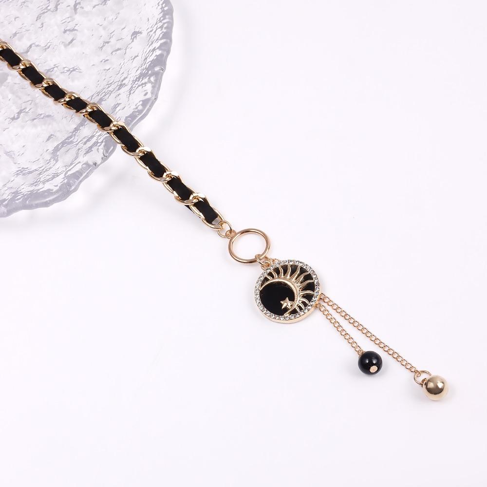 Zinc Zinc Alloy Flannel Wrapped Choker Black Star Tassel Necklace Love Heart Fritillary Necklace  Women