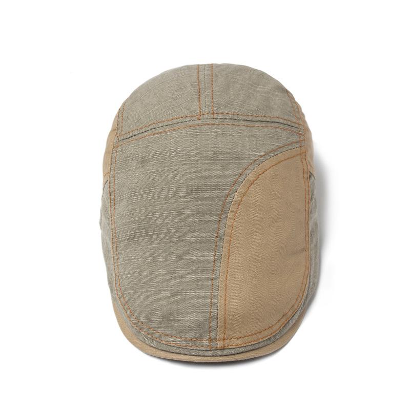 New Casual Splicing Cap, Pure Cotton Summer Men's Beret Shading Breathable Retro Fashion Hat