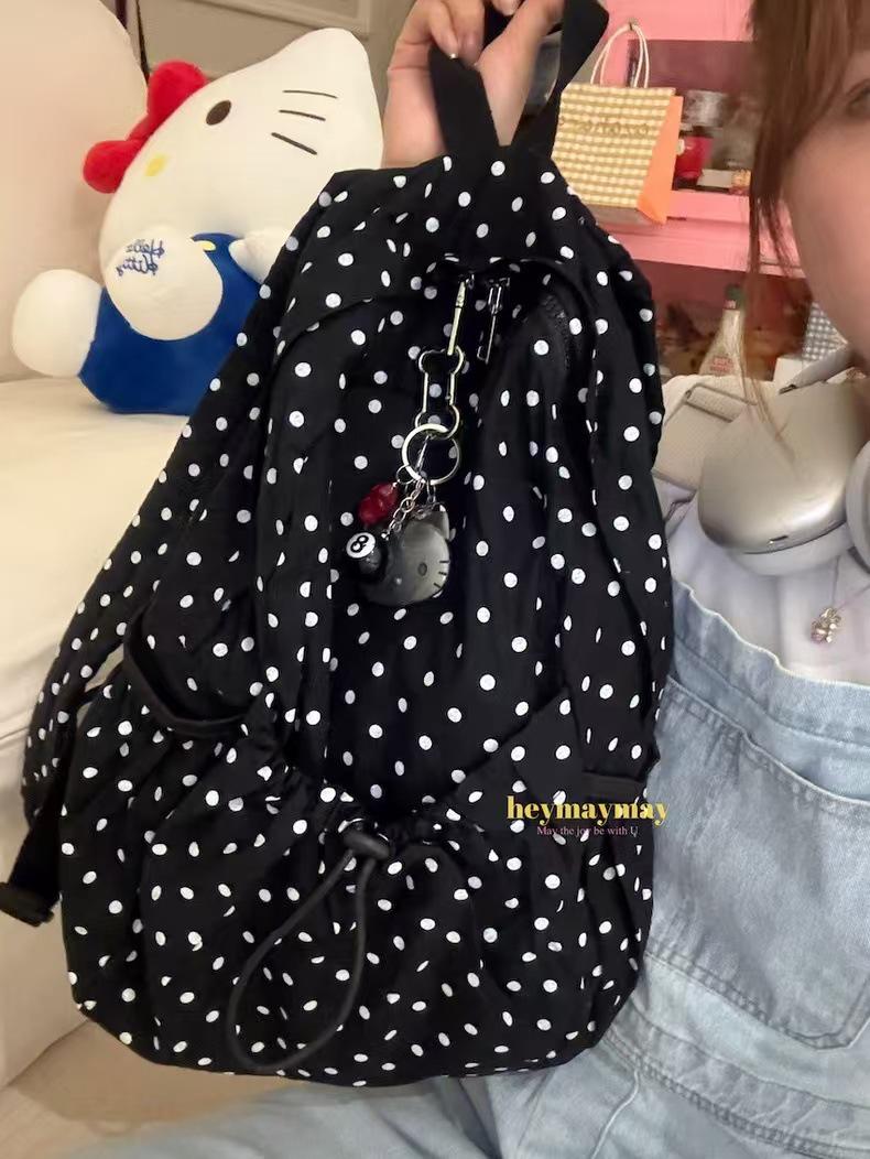 

Polka Dot Casual Backpack - Stylish, Spacious, Korean Style for Students & Commuting 43*11*25 cm чорний