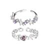 Gentle Purple Diamond Love Ring With Adjustable Opening, 2 Rings