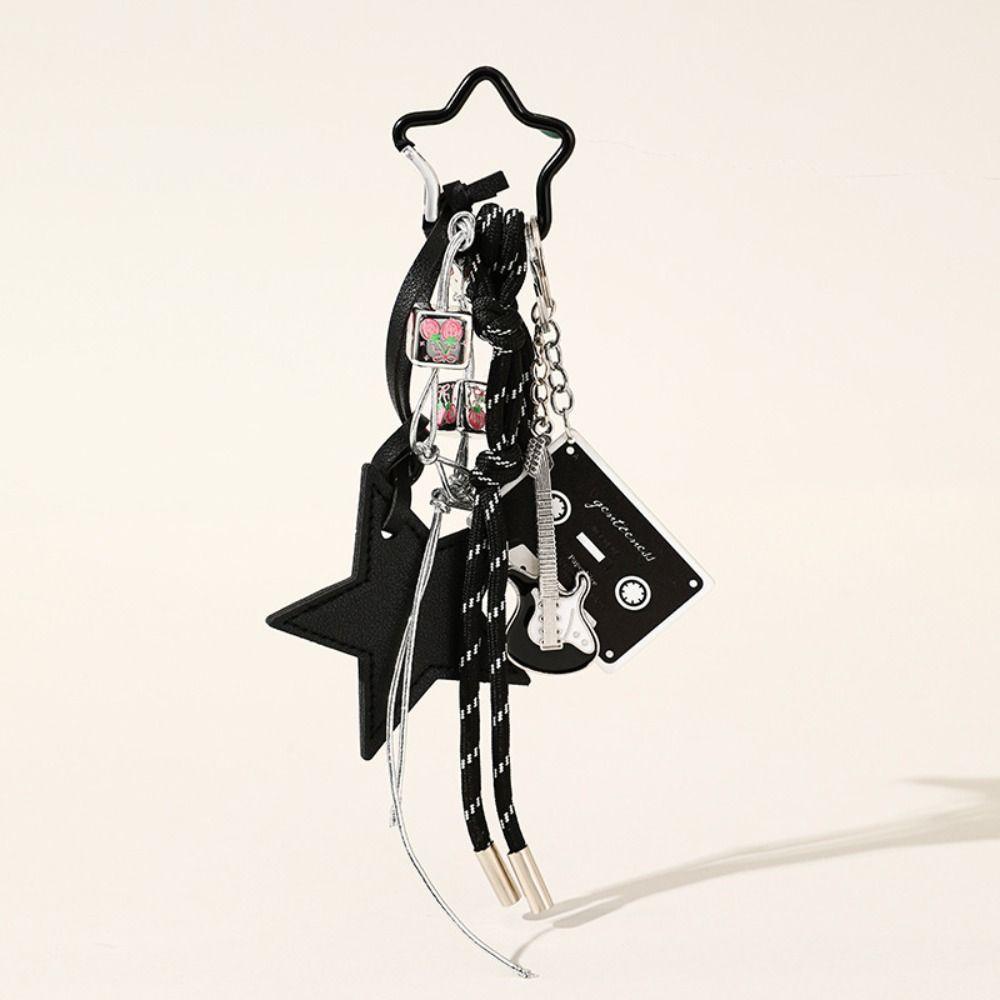 Music Guitar Shape Korean Ins Keychain Bag Hanging Spice Girls Keyring  Student