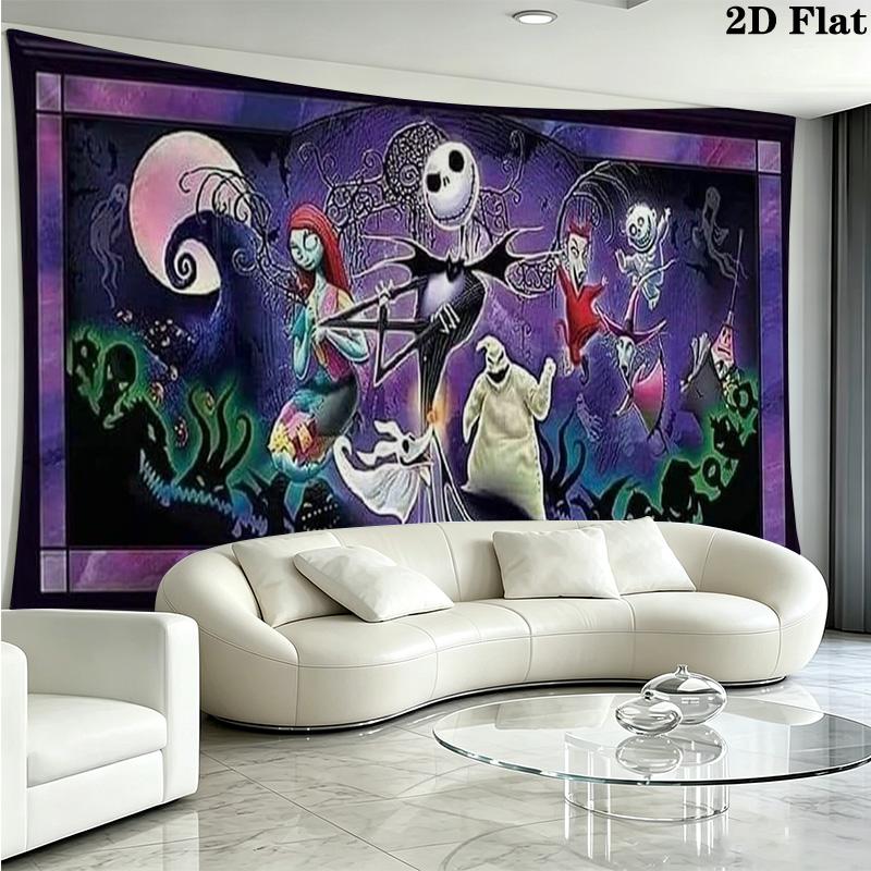 Jack & Sally Wall Tapestry Aesthetic Wall Hanging Printed Fabric Blanket Decorative Tapestries for Bedroom Living Room Home Decor