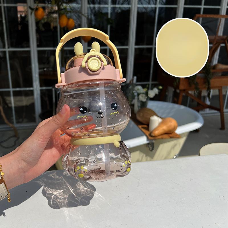 

Large Capacity Cartoon Rabbit Double Drink Cup Portable Kettle Cute Girl Outdoor Straw Cup for Students 1050ml