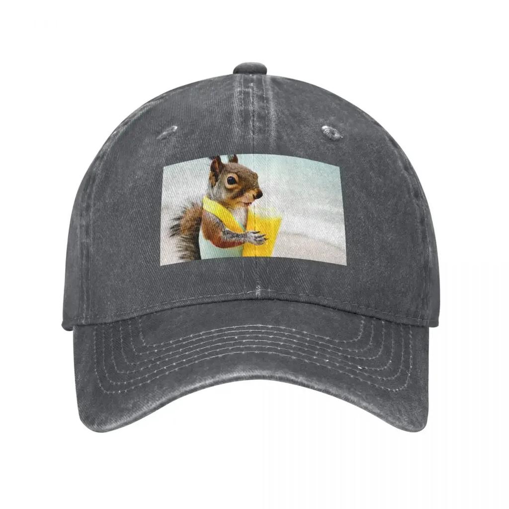 Squirrel On The Beach Baseball Cap party Hat Luxury Hat Women Hats Unisexs