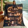 Magic Tree Library Blanket Fantasy Bookshelf Fleece Throw Cozy Reading Nook Decor Soft Warm All Season Home Gift