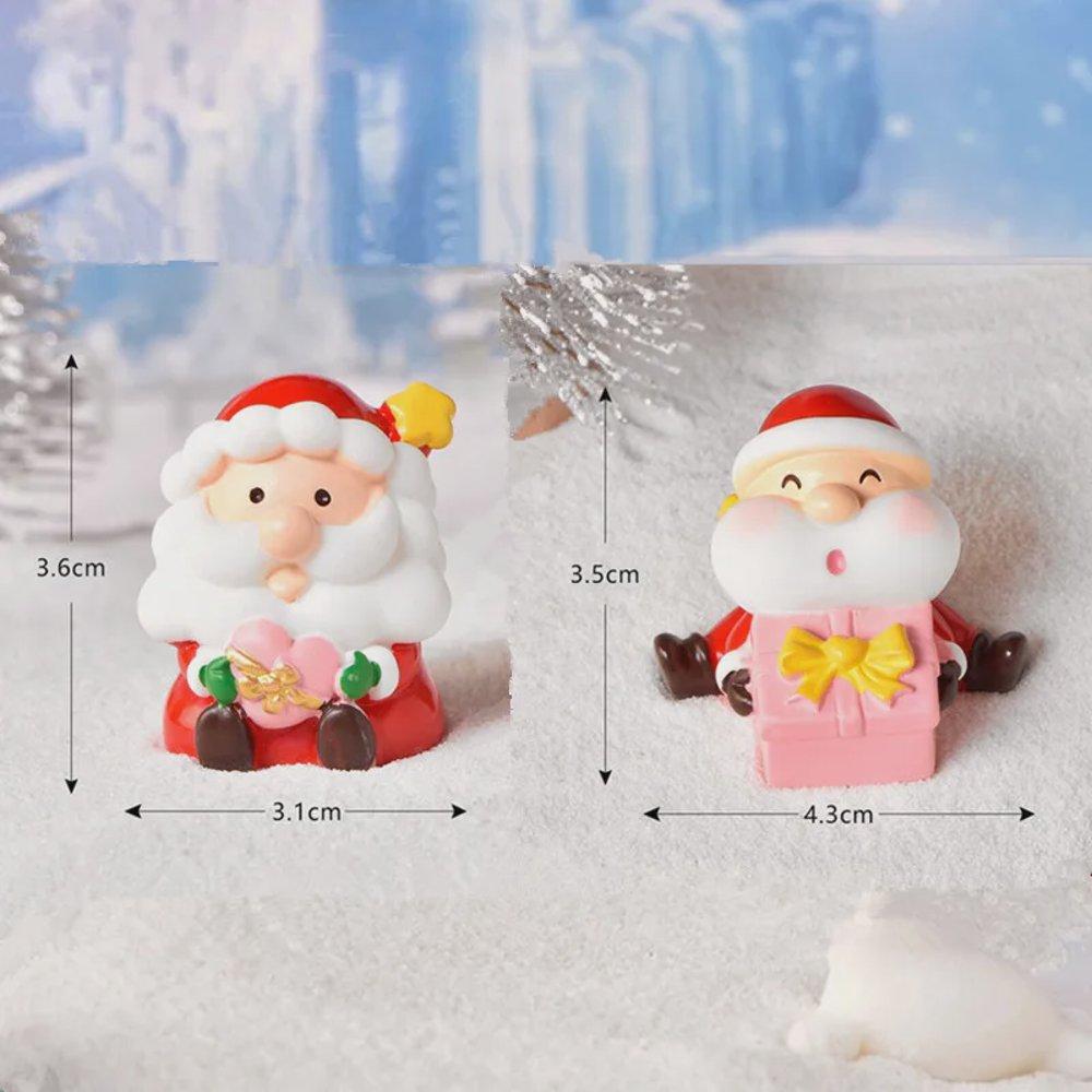 8pcs Miniature Christmas Figurine Set Christmas Decoration Fairy Snowman Santa Claus Miniature Figurines Xmas Gifts DIY Home Decor