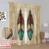 2pcs,2D Plane Printing Curtains Tribal Feathers Duo Polyester Woven (without Rod) Decorations Outdoor Perfect for Bedroom,