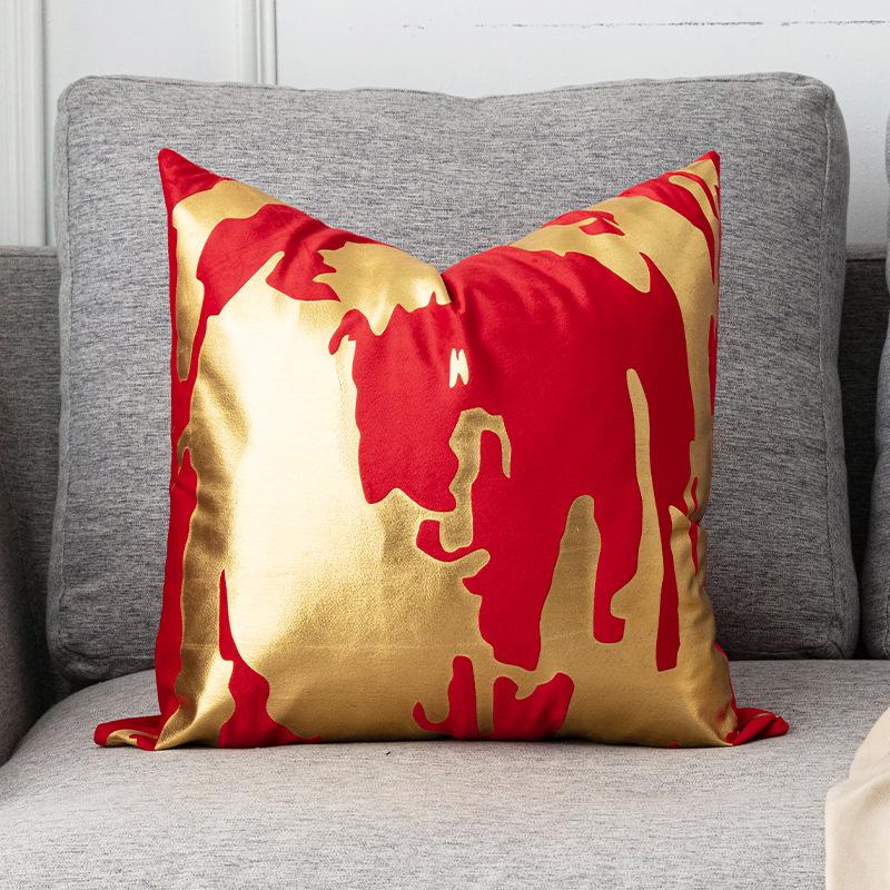 New Nordic Square Hot Stamping Pillow, Fashionable and Simple Hot Stamping Silver Home Living Room Bedroom Sofa Cushion Pillow