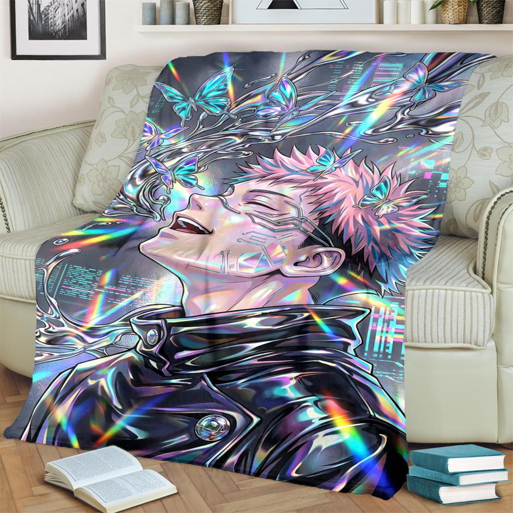 Jujutsu Kaisen Flannel Blanket for Bedrooms, Sofas, Beds, Chairs, Picnics, Travel Warm and Cozy