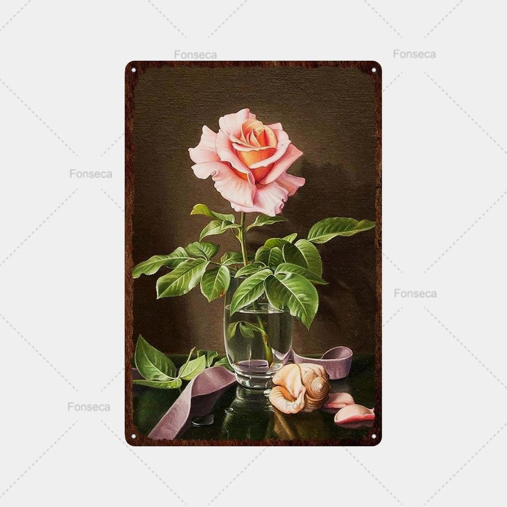Flower Potted Landscape Metal Sign Vintage Tin Sign Metal Vintage Bar Vintage Wall Decoration Bar Club Man Cave Metal Poster