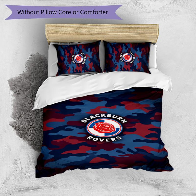 Blackburn Rovers Football Printed 3 Pieces Bedding Set, Comfortable Skin Friendly Bedroom Duvet Cover Set