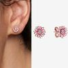 Authentic 925 Silver Cherry Blossom Bow Heart Hoop Stud Drop Earrings plata de ley Jewelry DIY Birthday Gift Original