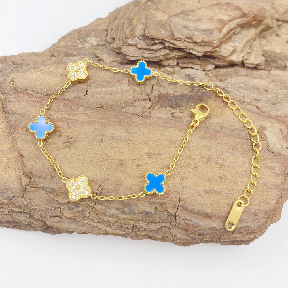 9MM Four Leaf Flower Bracelet Titanium Steel Bracelet No Color Loss Ladies Fashion Bracelet