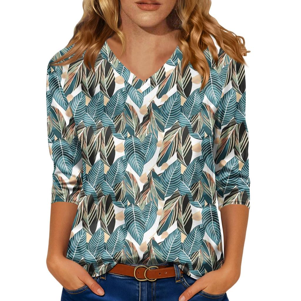 Kadınlar İçin Şık 3/4 Uzun Kollu Gömlekler İş Günlük Kıyafet Üstleri