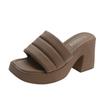 Women's Summer 2023 Thick-Soled Sponge Cake Slippers - Stylish One-Strap Beach Design