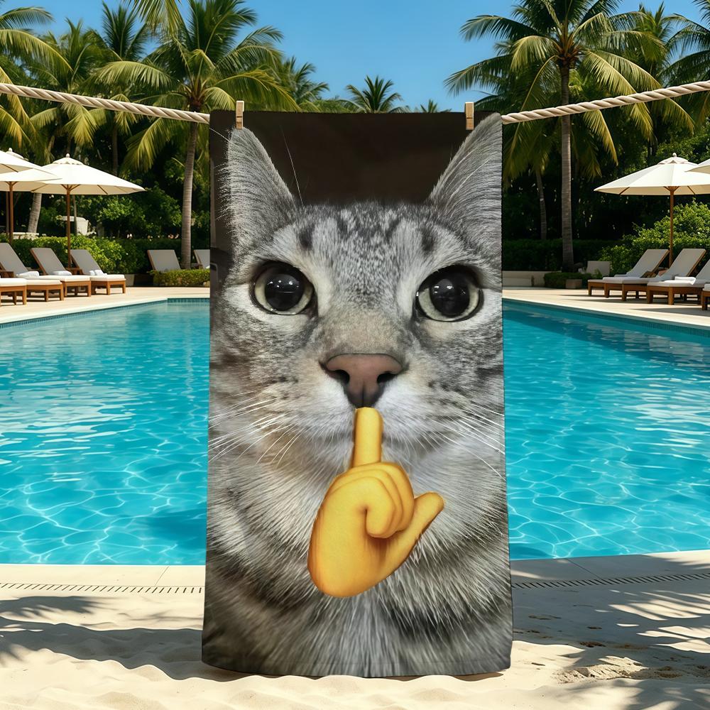 Laser Eyes Funny Cat Towel For Outdoor Camping Beach Towel Super Absorbent Quick-Drying Summer Towel