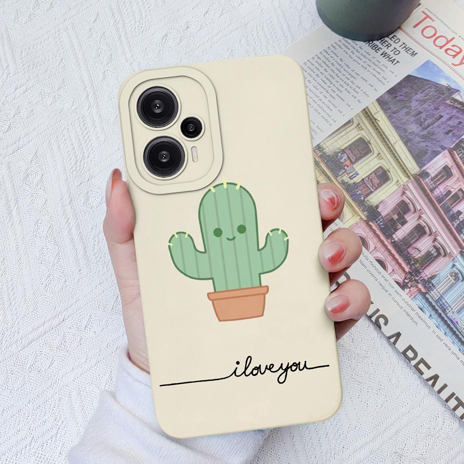 Case For Poco F5 Pro Painted Flowers Soft Liquid Silicone Camera Lens Protection Back Cover For Xiaomi Poco F 5 F5Pro Protectors