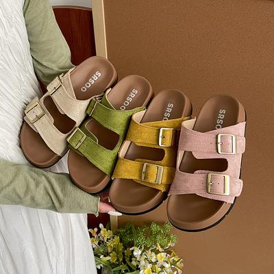 Green Thick-soled One-word Slippers Women's Summer Wear Non-slip Soft-soled Birkencool Slippers