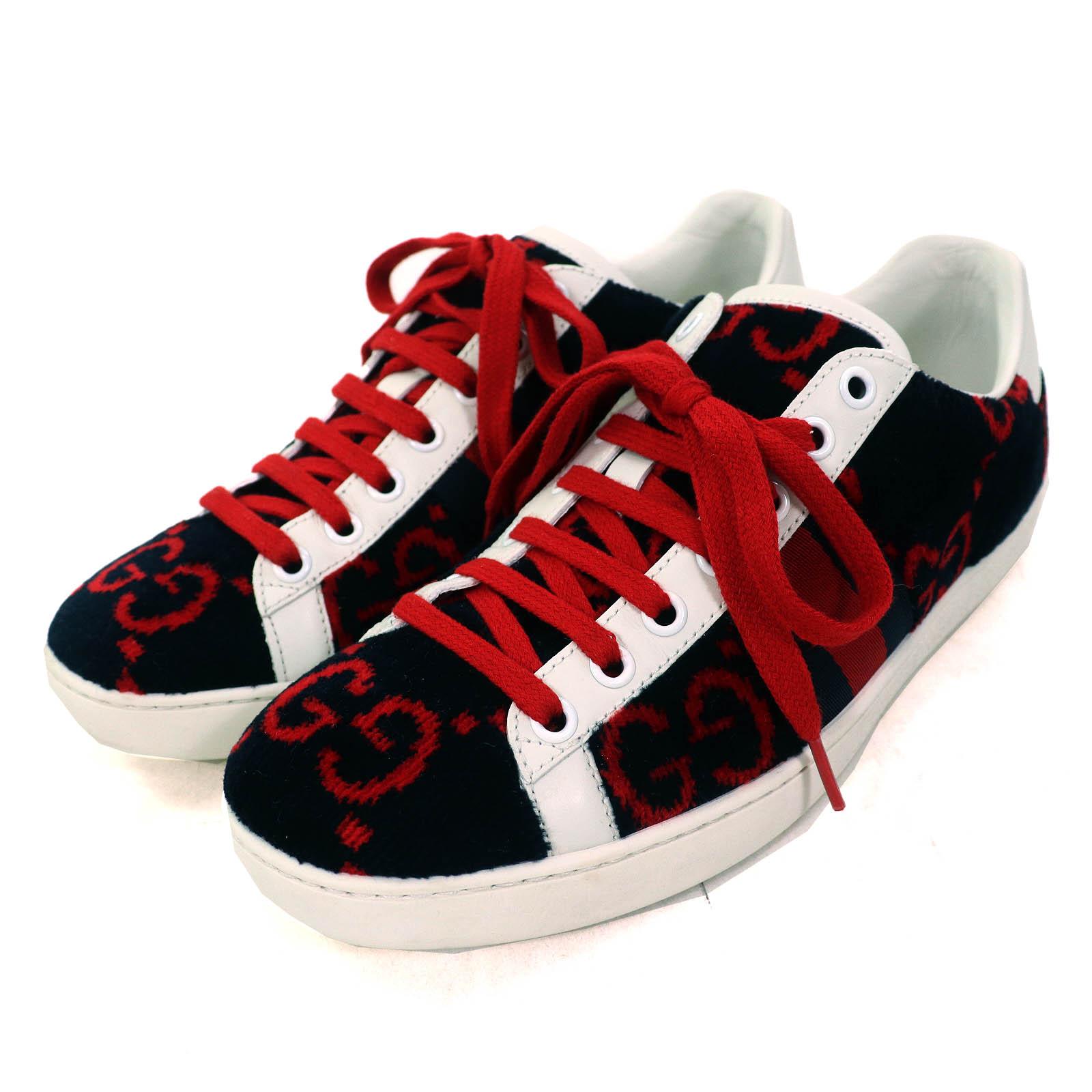 

Great GUCCI Low cut sneakers Terry cloth GG pattern pile fabric with 36.5 431910 Used