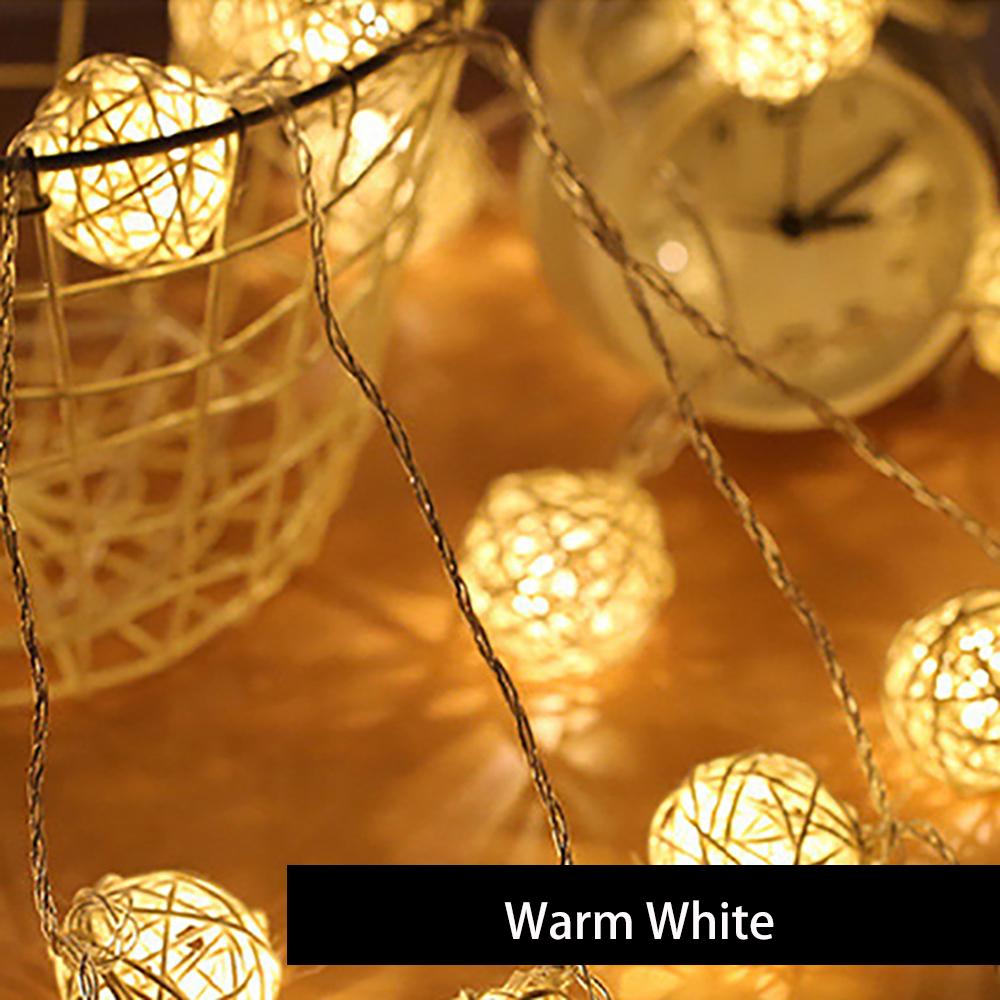 

Светодиодная гирлянда из ротанговых шаров 6 м, свет для палатки для кемпинга, питание от USB, батарейного блока, солнечная, для улицы, водонепроницаемая, садовое украшение 3m USB теплый белый