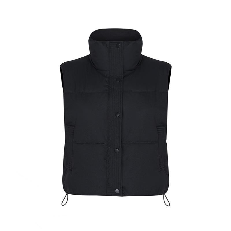 Autumn and Winter Foreign Style Loose and Versatile Sleeveless Short Stand-up Collar Down Cotton Vest Women's Design Vest Jacket