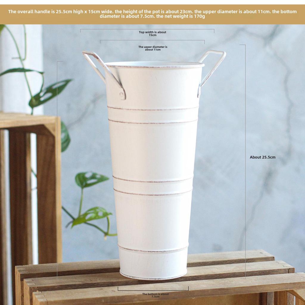 Galvaniserad läckagesäker retro metallvas för blomsterarrangemang och heminredning