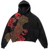 Amerikan Punk Kurukafa 3D Baskılı Kısa Kapüşonlu Sweatshirt Bol Kesim Erkek Kadın Sokak Giyimi