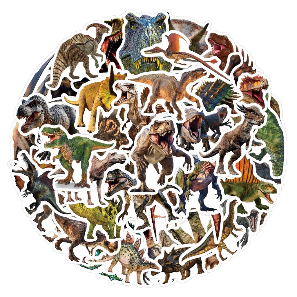 Autocollants Imperméables Dinosaures Jurassiques Dessin Animé (55 Feuilles) pour Journaux, Gourdes et Ordinateurs