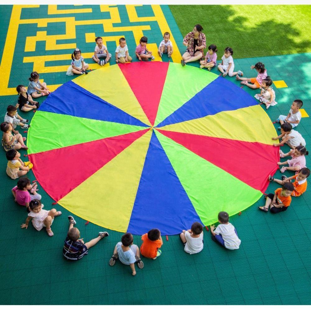 Bouncing Mat Parachute Activity Toys Rainbow Color Perception Training Equipment Team Games