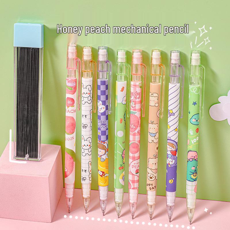 Creative Honey Peach Mechanical Pencil for Elementary Students – Cute, No-Sharpen, Push-Button Design