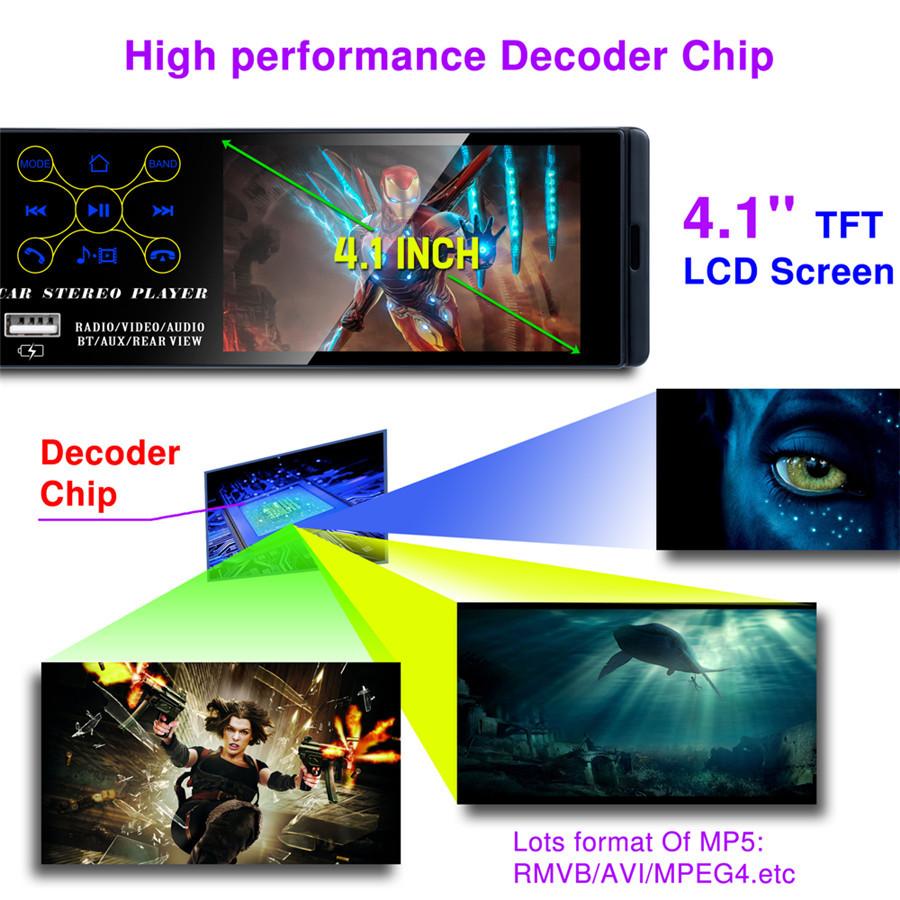 4.1" Car Radio Bluetooth MP5 Player AM FM RDS w/ 8LED Intelligent Dynamic Camera