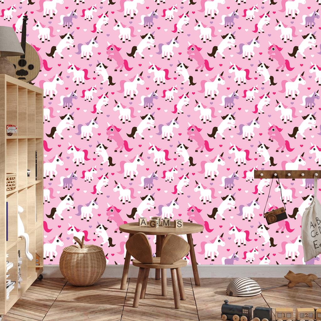 Unicorns and Hearts Wallpaper for Living Room and Bedroom 50x1000