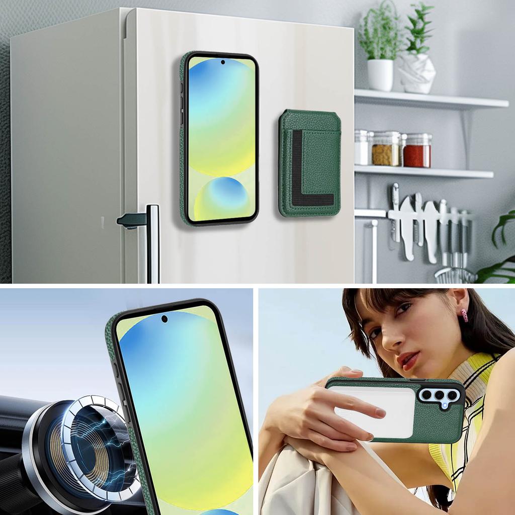 Dla Samsung Galaxy S24 Magnetyczne Etui TPU + Skóra PU Tylna Pokrywa Telefonu z Odpinanym Uchwytem na Karty