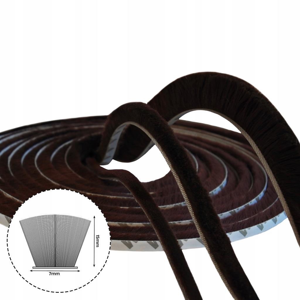 Self-adhesive brush seal BROWN 3M 7x15 1m