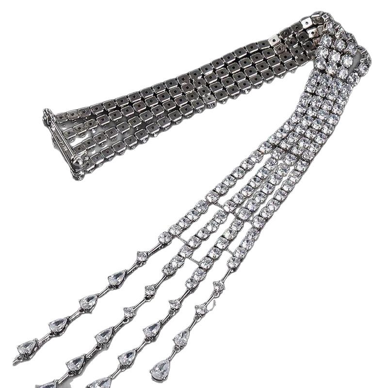 Hot! Light Luxury Exquisite Crystal Meteor Long Tassel Brooch Pin For Women Fashion Shoulder Chain Jewelry Party Gifts